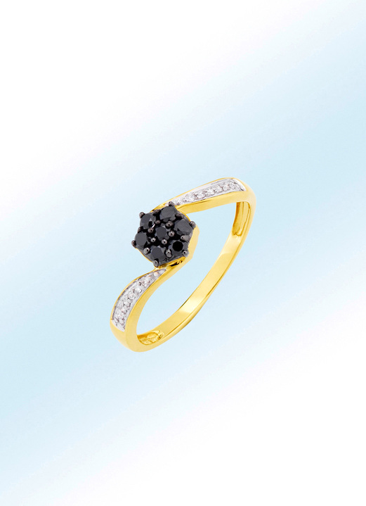 Ringen - Damesring met witte en zwarte diamanten, in Größe 160 bis 220, in Farbe
