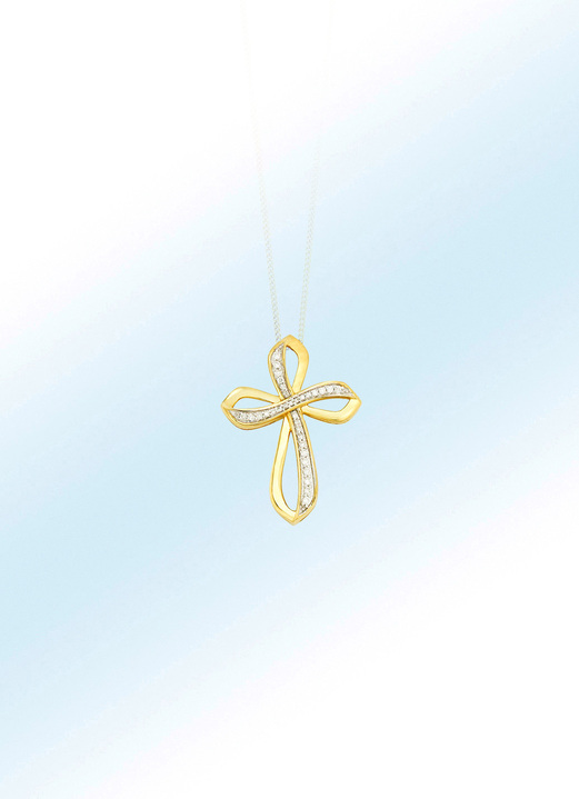 Hangers - Mooie kruis hanger met diamanten, in Farbe
