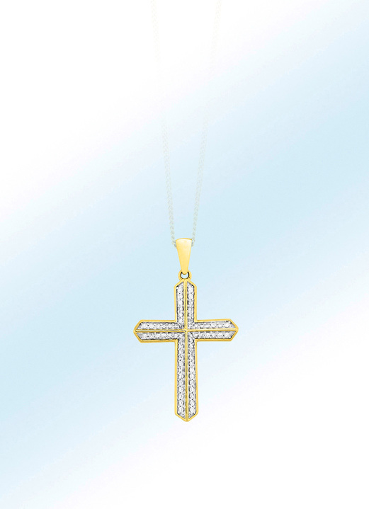 Hangers - Kruis-kettinghanger met diamanten, in Farbe
