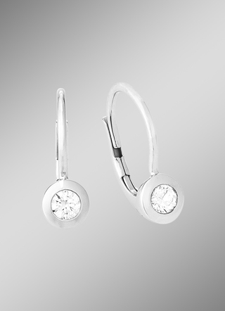 Elegante oorbellen in wit goud met briljant