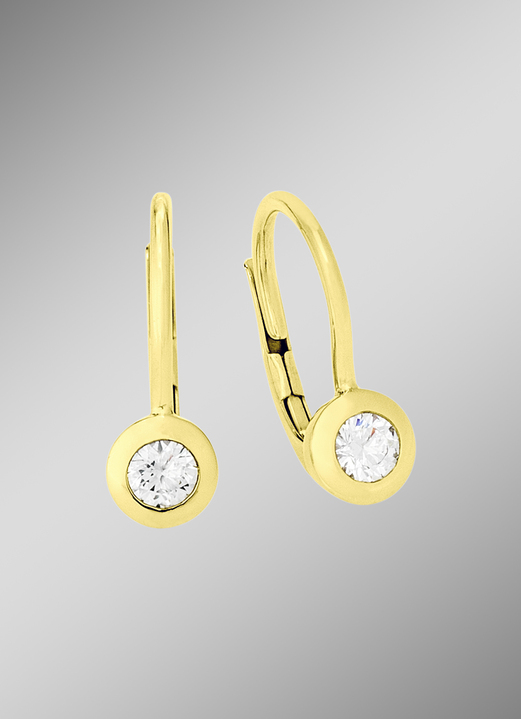 Oorbellen - Elegante oorbellen in geel goud met briljant, in Farbe  Ansicht 1