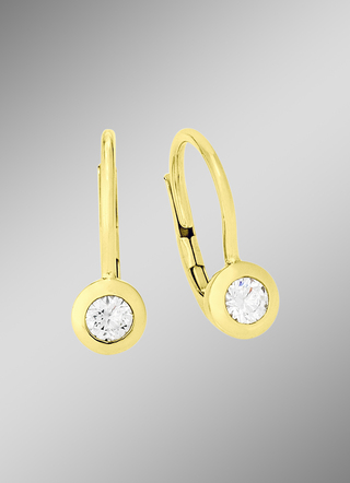 Elegante oorbellen in geelgoud met briljante diamant