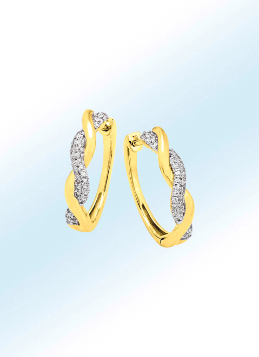 Oorbellen - Prachtige oorringen met 60 diamanten, in Farbe