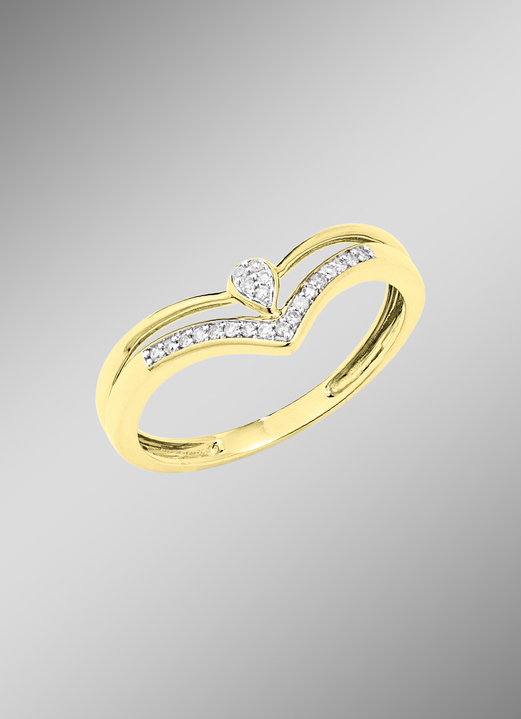Ringen - Moderne damesring met 22 diamanten, in Größe 160 bis 220, in Farbe  Ansicht 1