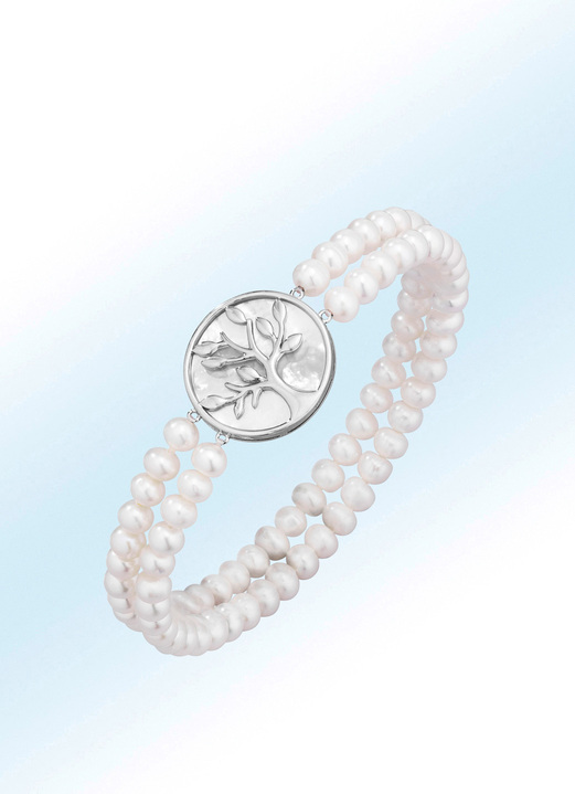 Armbanden - Elastische 2-rijige armband met gekweekte zoetwaterparels, in Farbe  Ansicht 1