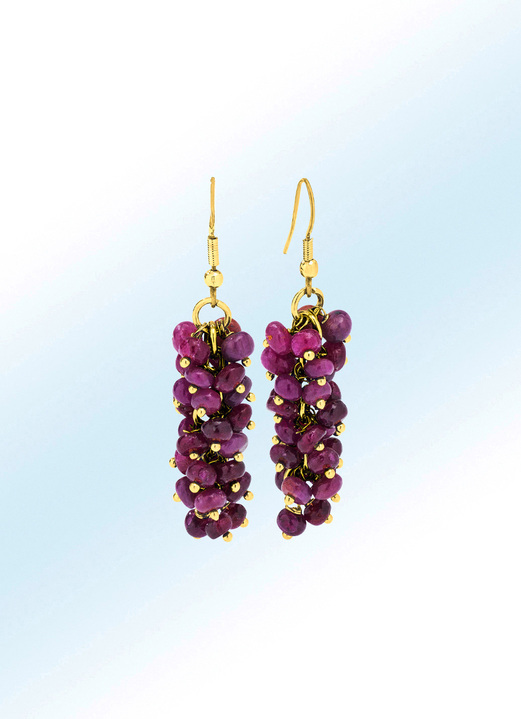 Oorbellen - Elegante druiven oorbellen met echte robijn, in Farbe