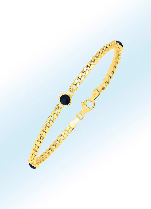 Armbanden - Curb chain armband met echte saffier, in Farbe  Ansicht 1