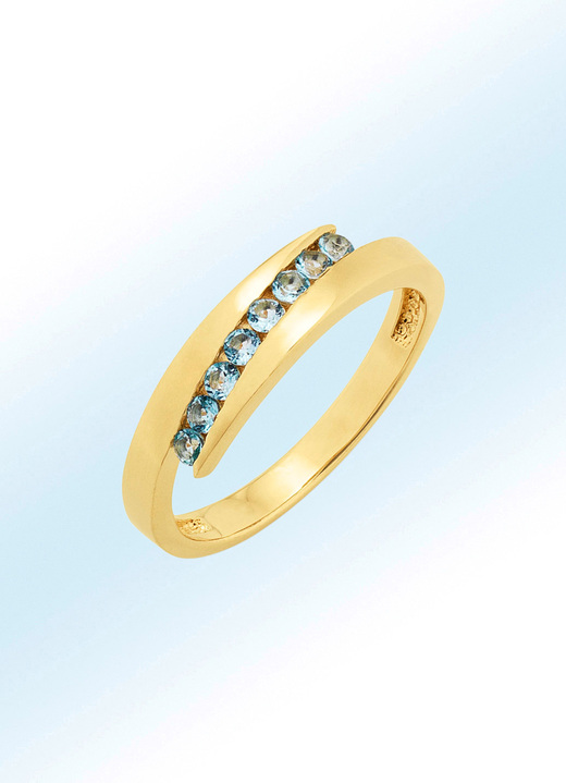 Ringen - Moderne damesring met blauwe topaas, in Größe 160 bis 220, in Farbe