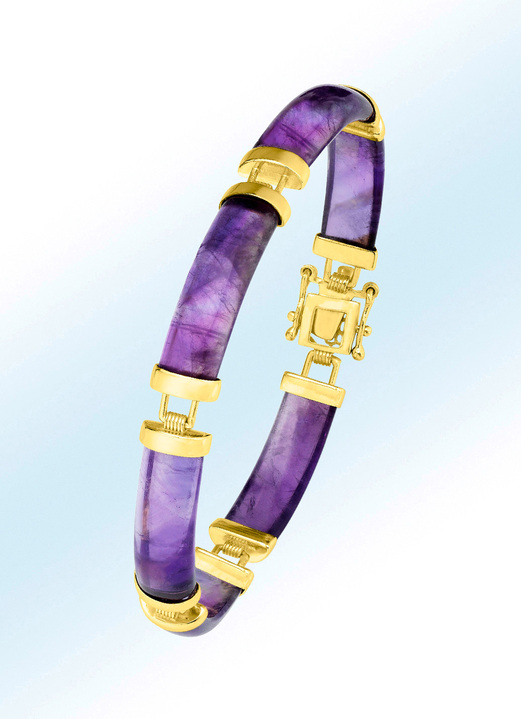 Armbanden - Armband met echte amethist, in Farbe