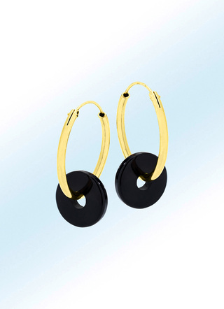 Eenvoudige oorringen met echte onyx