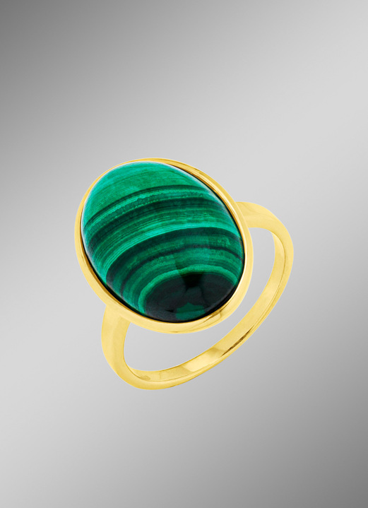Ringen - Damesring met echt malachiet, in Größe 160 bis 220, in Farbe  Ansicht 1