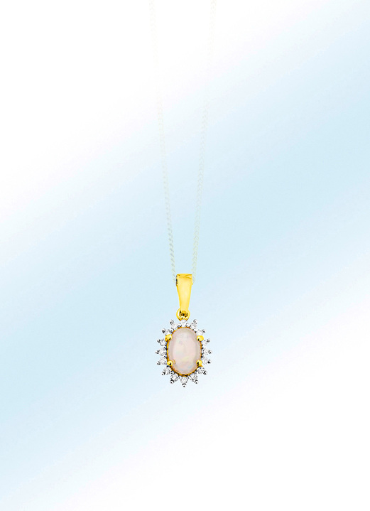 Hangers - Hanger met diamanten en echte opaal, in Farbe