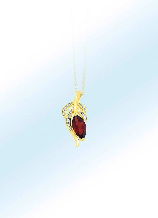 Hangers - Hanger met diamanten en echte granaat, in Farbe