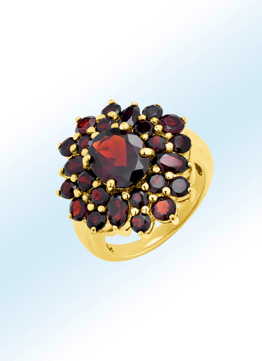 Ringen - Damesring met echte granaat, in Größe 160 bis 220, in Farbe