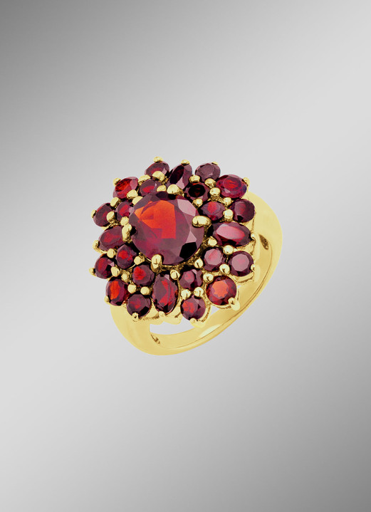 Ringen - Damesring met echte granaat, in Größe 160 bis 220, in Farbe  Ansicht 1