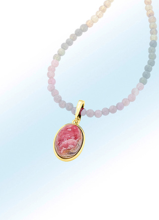 Vergulde hanger met rhodochrosiet