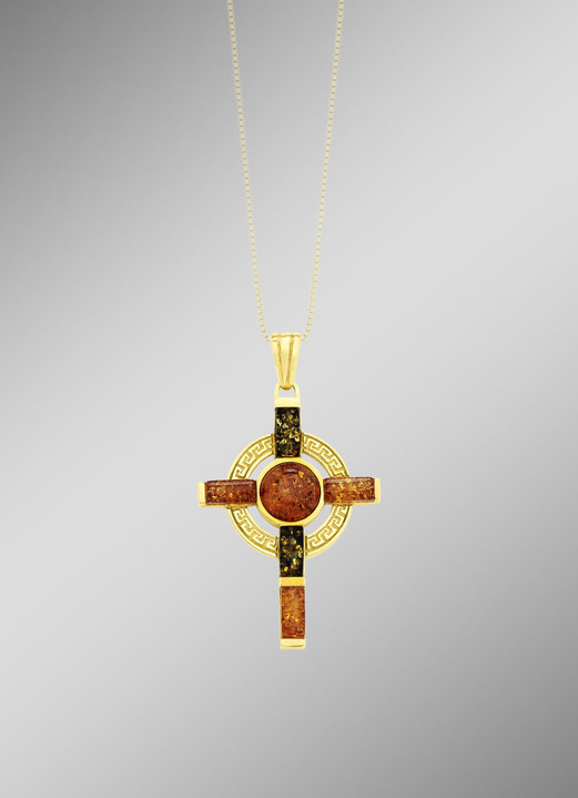 Hangers - Kruishanger met echt barnsteen, in Farbe  Ansicht 1