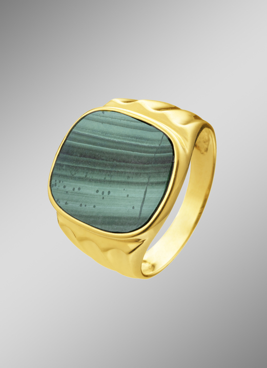 Ringen - Geweldige herenring met echt malachiet, in Größe 180 bis 240, in Farbe  Ansicht 1