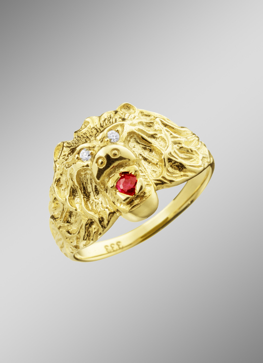 Ringen - Herenring met leeuwenkop motief, in Größe 180 bis 240, in Farbe