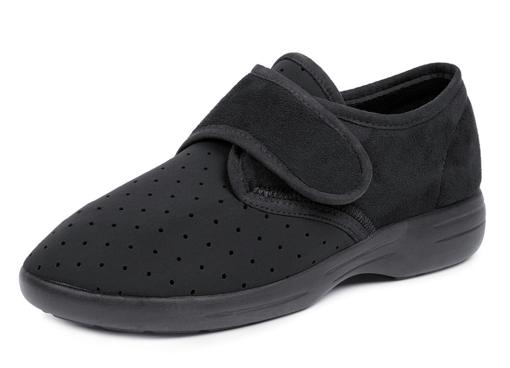 Gezondheidsschoenen - Aerosoft® Flex stretch klittenbandpantoffels van Jürgen Hirsch®, in Größe 036 bis 046, in Farbe ZWART Ansicht 1