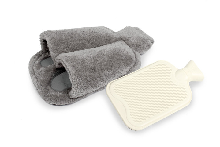 Warmte & ontspanning - Vital Comfort voetwarmwaterkruik met zachte fleece hoes, in Farbe GRIJS Ansicht 1