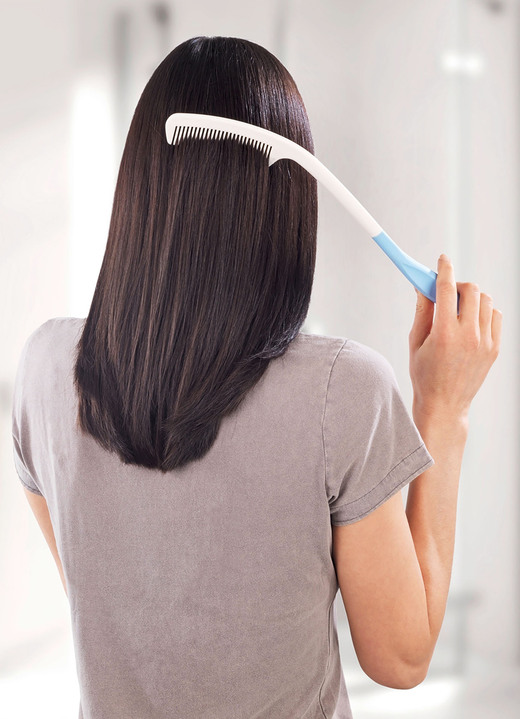 - Haarkam met antislip gecoat handvat, in Farbe CRÈME-LICHTBLAUW Ansicht 1