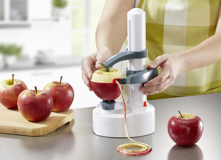 - Elektrische fruit- en groenteschiller met roestvrijstalen mesinzetstukken, in Farbe WIT Ansicht 1