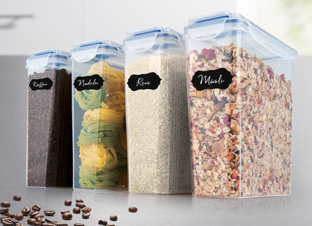 Set vershoudbakjes met praktische schenkinrichting, 4 stuks