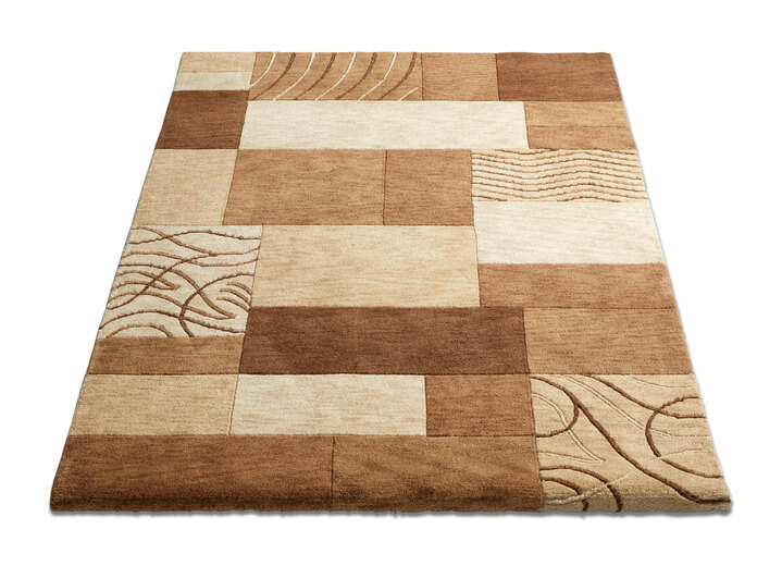 Modern - Handgemaakte tapijten van 100% scheerwol, in Größe 103 (vloerkleed, 60 x 90 cm) bis 299 (tapijt, 300 x 400 cm), in Farbe BRUIN Ansicht 1