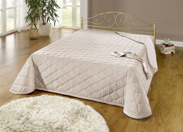 Spreien - Spreien en kussenslopen in een elegante fluwelen look, in Größe 873 (Voor eenpersoonsbed, 135 x 210 cm ) bis 924 (2 kussenslopen, 50 x 50 cm), in Farbe ZAND Ansicht 1