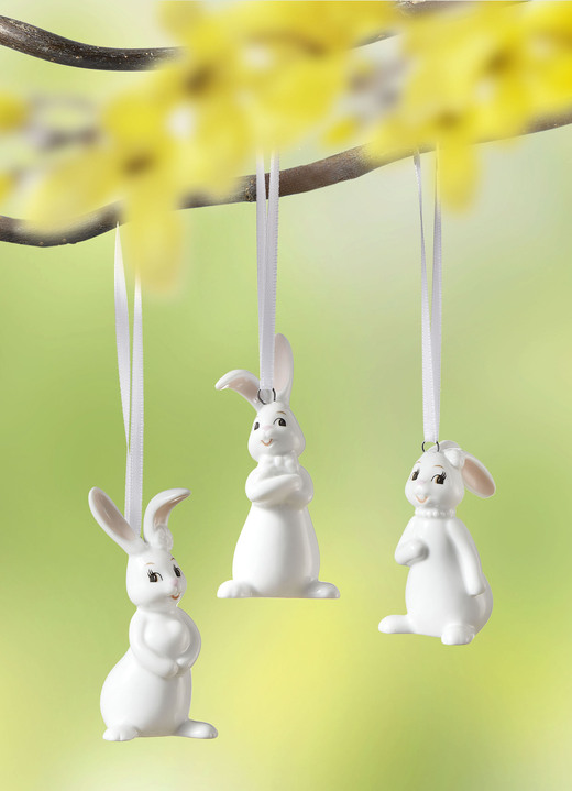 Pasen - MINI KONIJNTJE SET VAN 3, in Farbe WIT, in Ausführung Mini hangkonijntjes in een set van 3 Ansicht 1