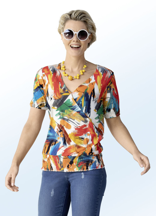 - Overhemd met wikkellook, in Größe 034 bis 046, in Farbe ORANJE-WIT-KLEURRIJK
