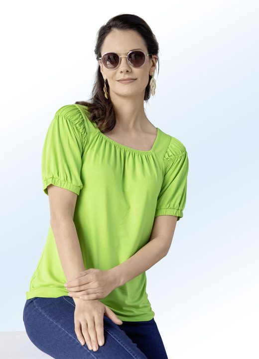 Shirts - Shirt met elastische band in 3 kleuren, in Größe 036 bis 052, in Farbe APPELTJESGROEN Ansicht 1