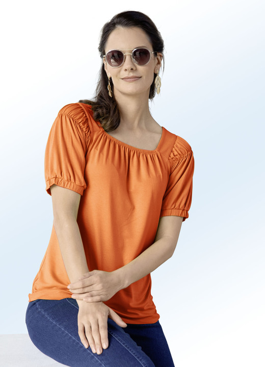 Shirts - Shirt met elastische band in 3 kleuren, in Größe 036 bis 052, in Farbe ORANJE Ansicht 1