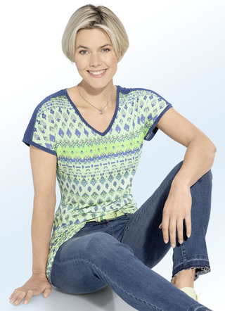 Shirt met zilverkleurig glansgaren