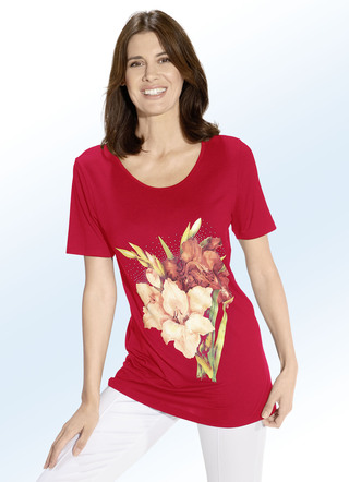 Lang shirt met contrasterende print in 2 kleuren