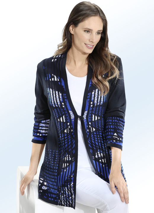 - Lang vest met jacquardaccenten, in Größe 040 bis 060, in Farbe MARINEBLAUW, KONINGSBLAUW, VEELKLEURIG
