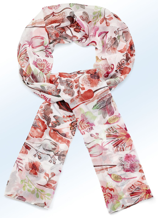 - Sjaal met bloemendessin, in Farbe WIT-ROOD-GROEN Ansicht 1