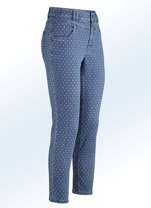 Broeken - Jeans met een trendy stippendessin, in Größe 017 bis 050, in Farbe JEANSBLAUW Ansicht 1