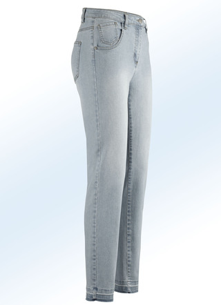 Enkellange jeans met modieuze gekleurde zoom