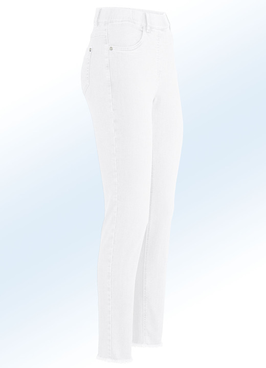 Broeken - Magic jeans met trendy franjes aan de zoom, in Größe 017 bis 052, in Farbe WIT Ansicht 1