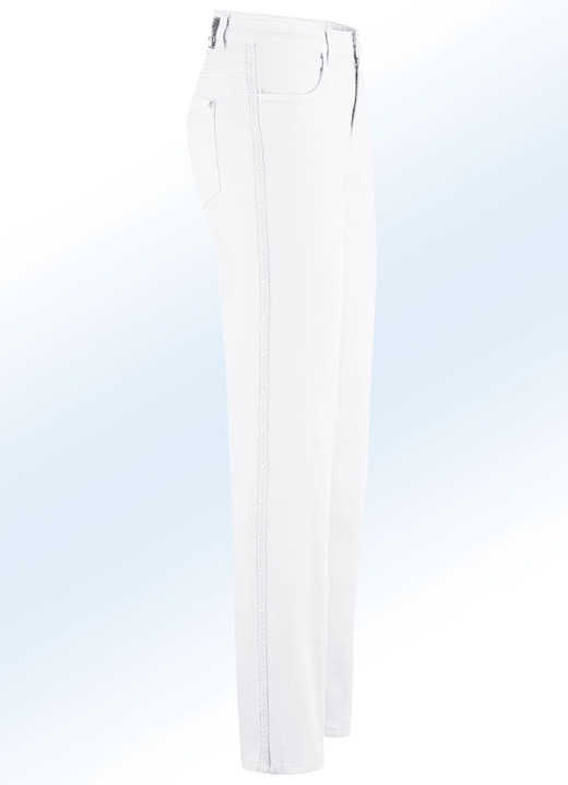 - Elegante jeans met decoratief lint en strass-steentjes, in Größe 017 bis 235, in Farbe WIT Ansicht 1