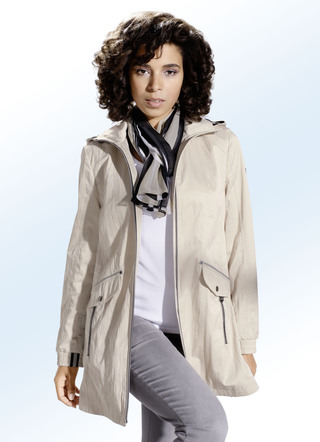 Lange jas in 2 kleuren met decoratieve grosgrain accenten