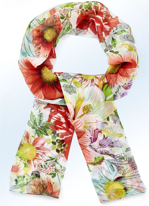 - Sjaal met aantrekkelijke bloemmotieven, in Farbe WIT-MULTICOLOR Ansicht 1