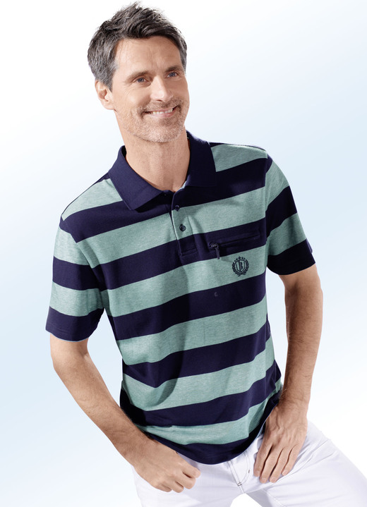 Shirts - Poloshirt in 2 kleuren, in Größe 046 bis 062, in Farbe JADEGROEN MARINEBLAUW Ansicht 1