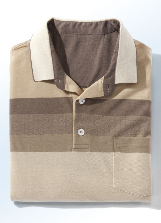 Shirts - Poloshirt in 3 kleuren, in Größe 046 bis 062, in Farbe BEIGE/CAMEL Ansicht 1