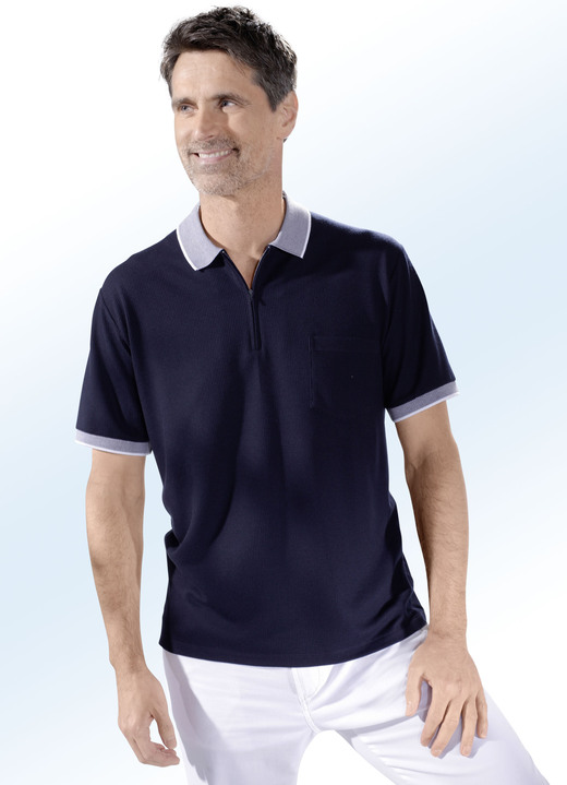 - Poloshirt met borstzak, in Größe 046 bis 062, in Farbe MARINE