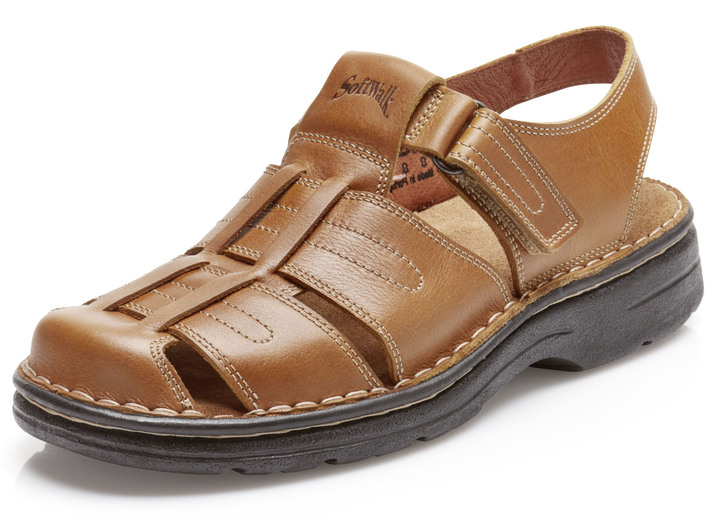 Sandalen & Pantoletten - Sandale mit verstellbarer Klettspange, in Größe 040 bis 048, in Farbe COGNAC Ansicht 1