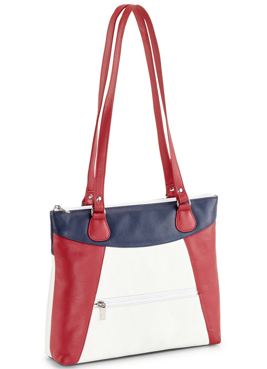 - Tas Laurina van volnerf nappaleer, in Farbe WIT-ROOD-BLAUW Ansicht 1