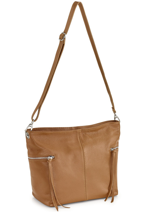 - Tas van generfd kalfsnappaleer, in Farbe COGNAC